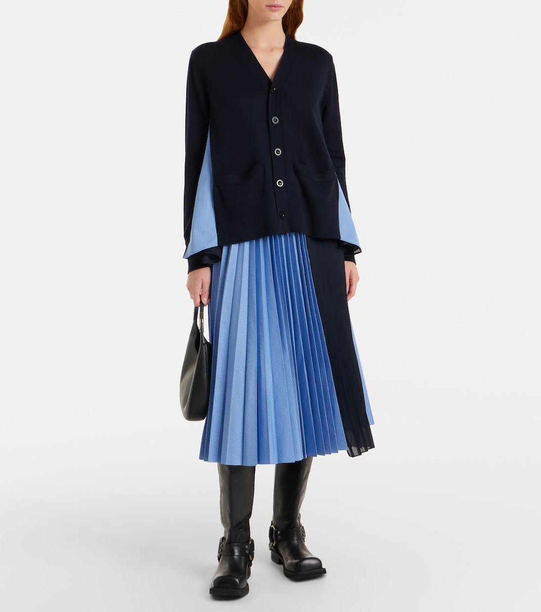 Striped cotton poplin cardigan | Sacai
