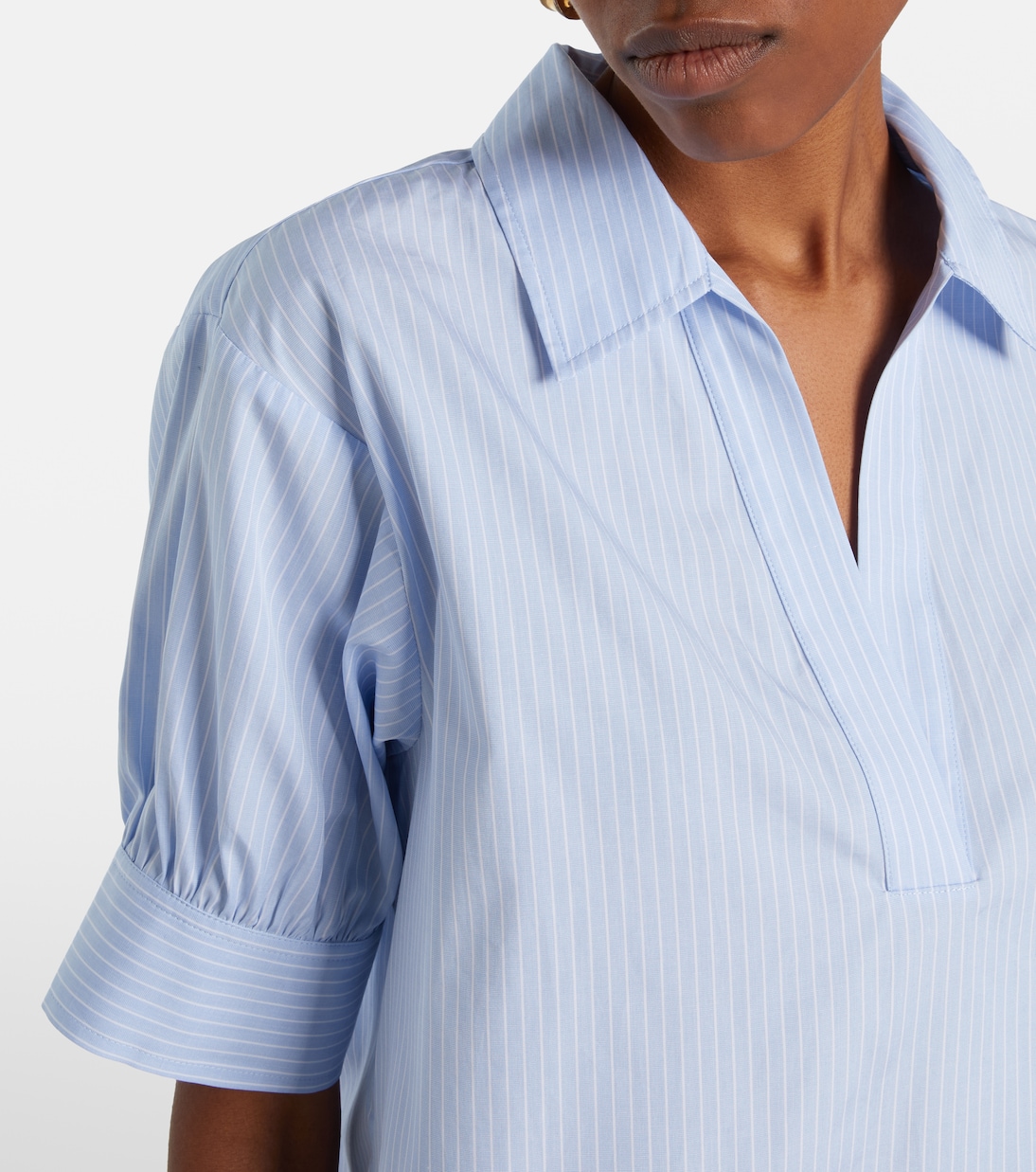 Popover striped cotton poplin top | Frame