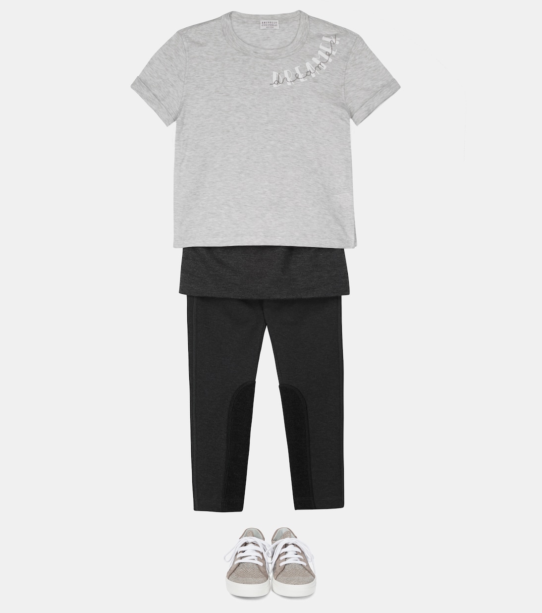 Cotton-blend jersey skirt and leggings | Brunello Cucinelli Kids