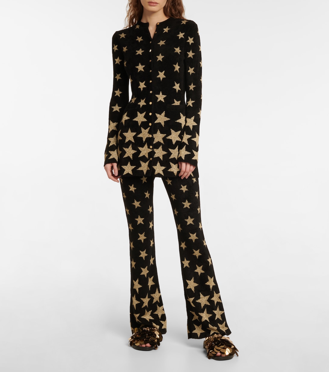 Pantaloni flared in jersey a vita alta | Rabanne