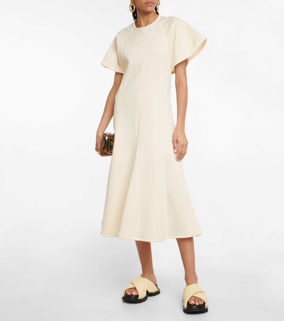 Cotton-blend crêpe midi dress | Jil Sander