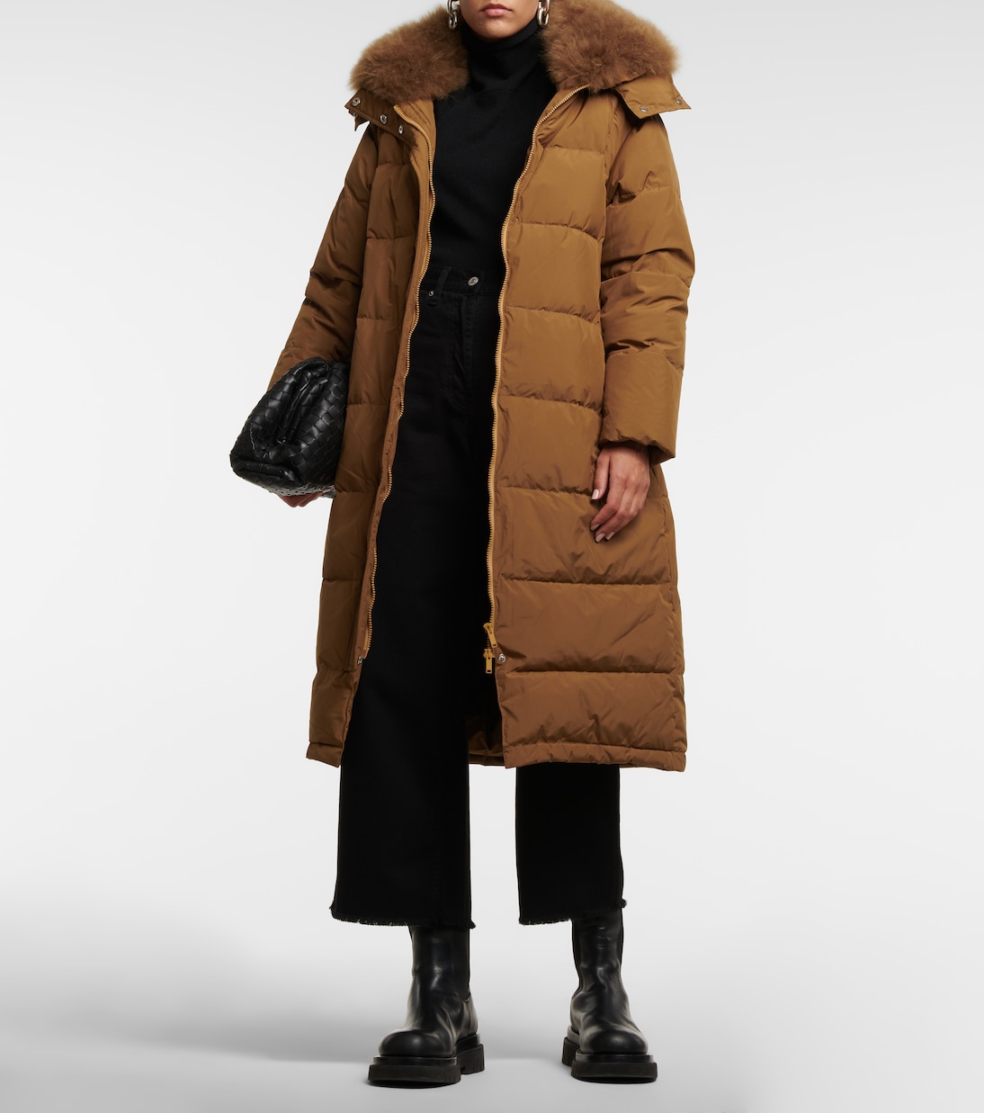 Shearling-trimmed down coat | Yves Salomon