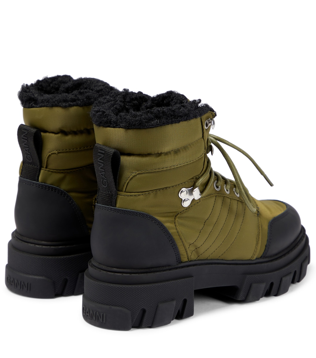 Leather-trimmed ankle boots | Ganni