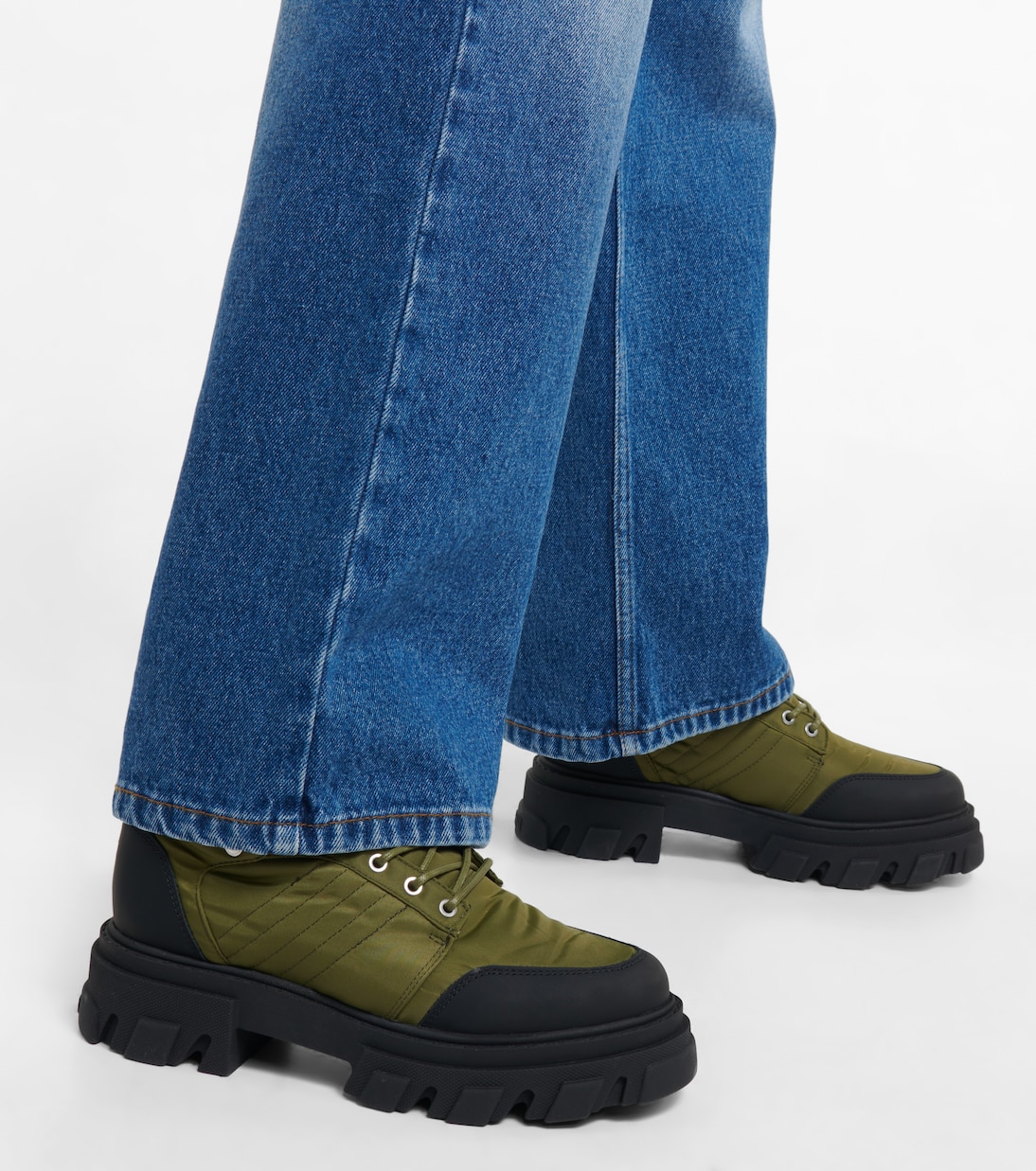 Leather-trimmed ankle boots | Ganni