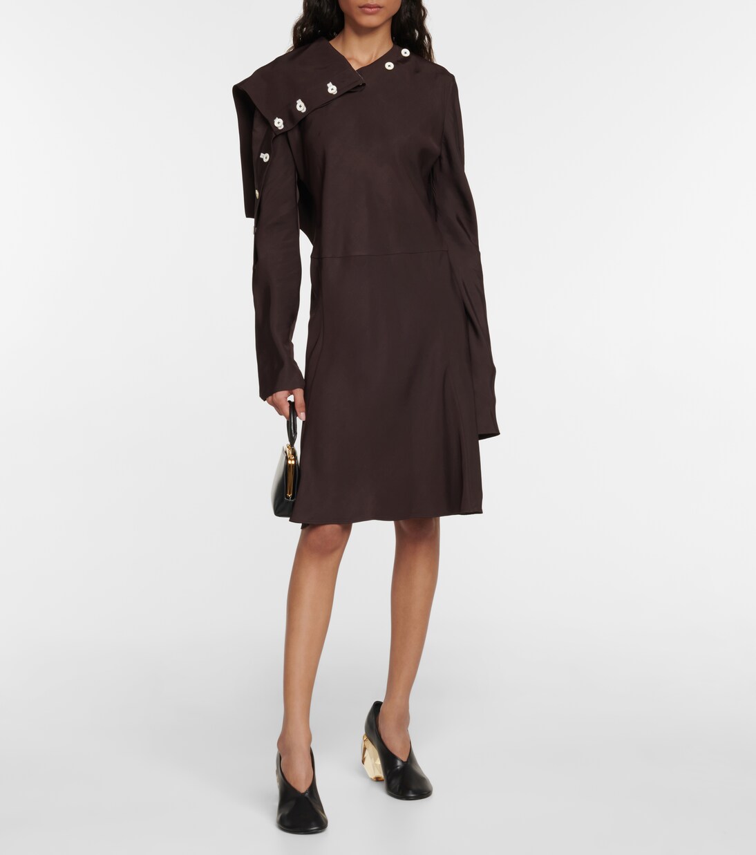 Mockneck padded taffeta mididress | Jil Sander