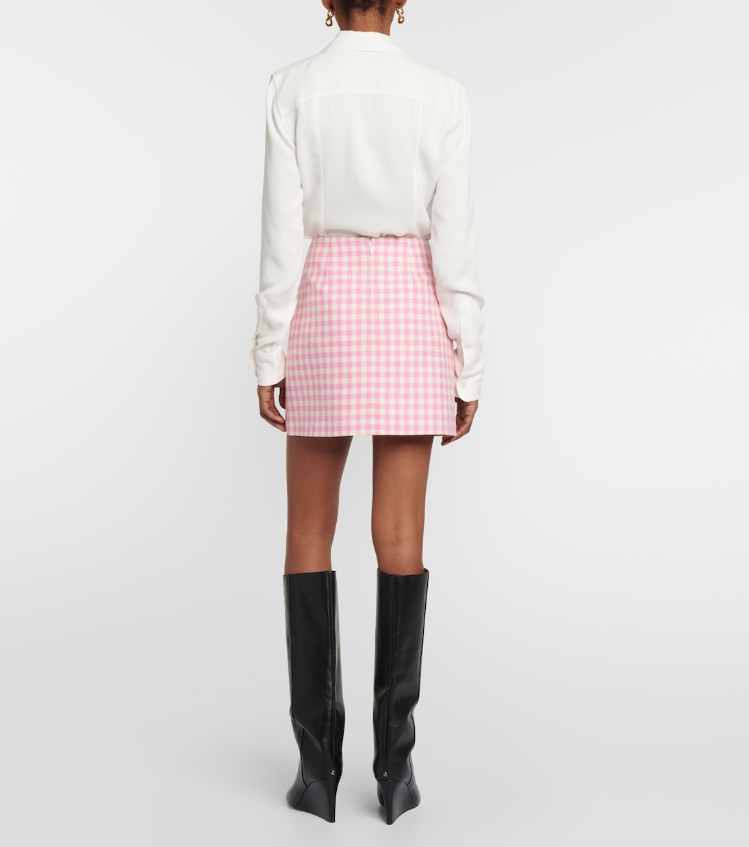 Gingham cotton and wool miniskirt | Ami Paris