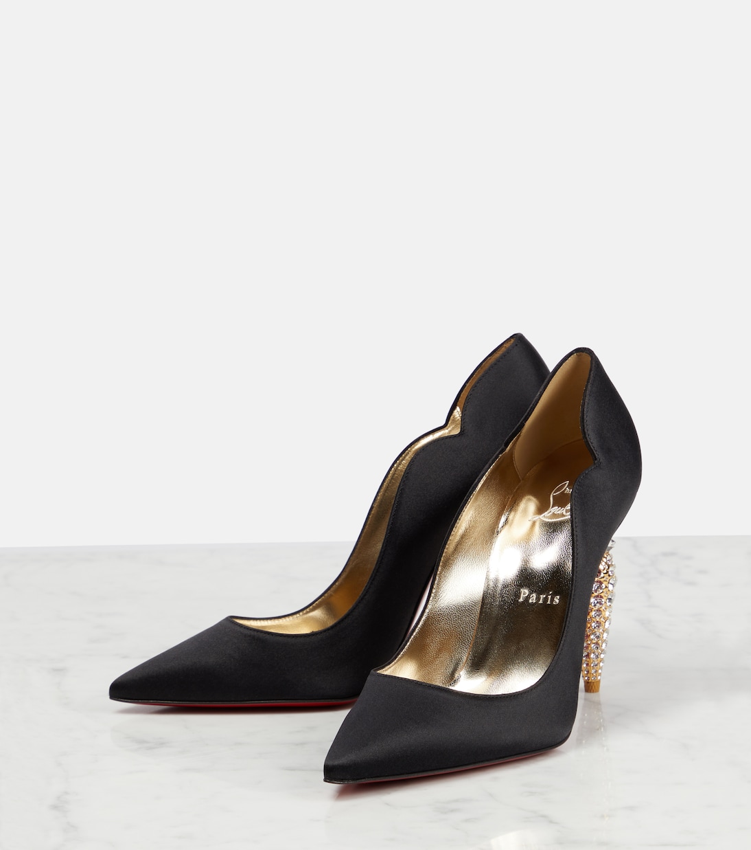 Pumps Lipstrass in crêpe con cristalli | Christian Louboutin