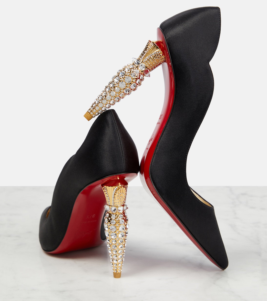 Pumps Lipstrass in crêpe con cristalli | Christian Louboutin