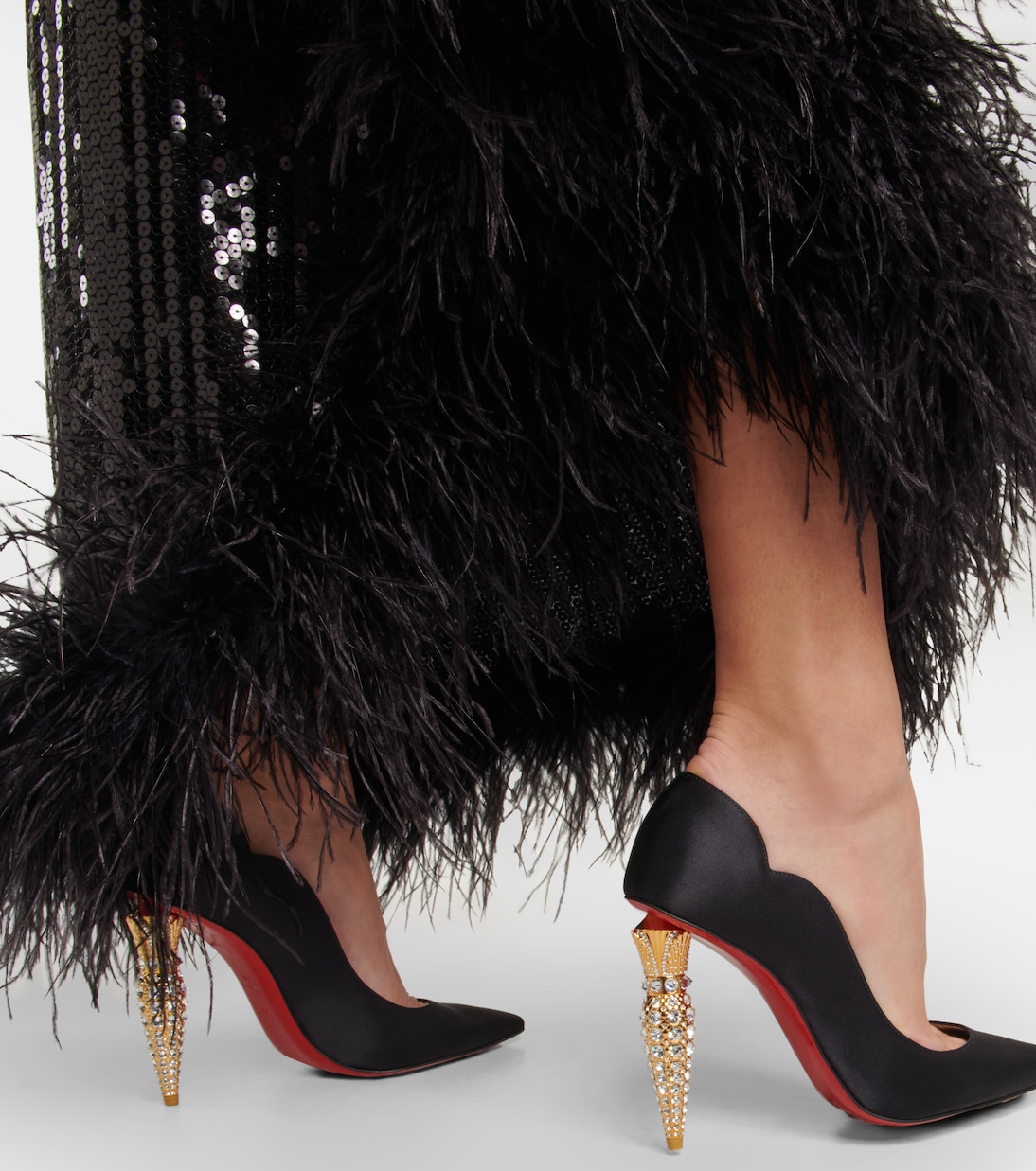 Pumps Lipstrass in crêpe con cristalli | Christian Louboutin