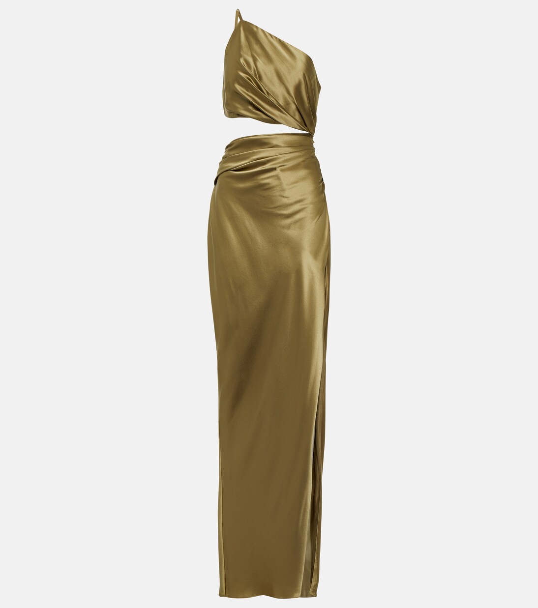 One shoulder cutout silk gown in green The Sei Mytheresa