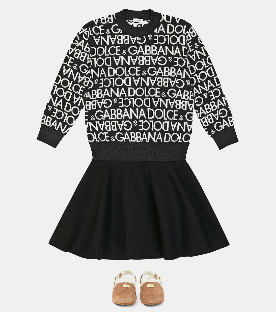 Pullover in lana vergine con intarsi | Dolce&Gabbana Kids