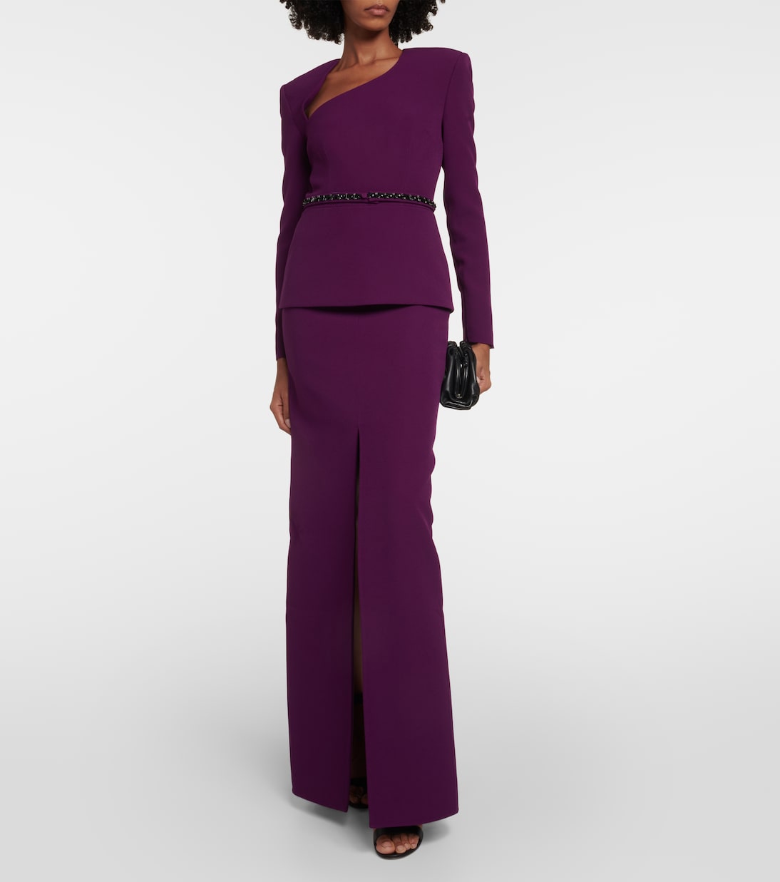 Robe longue asymétrique en crêpe | Safiyaa