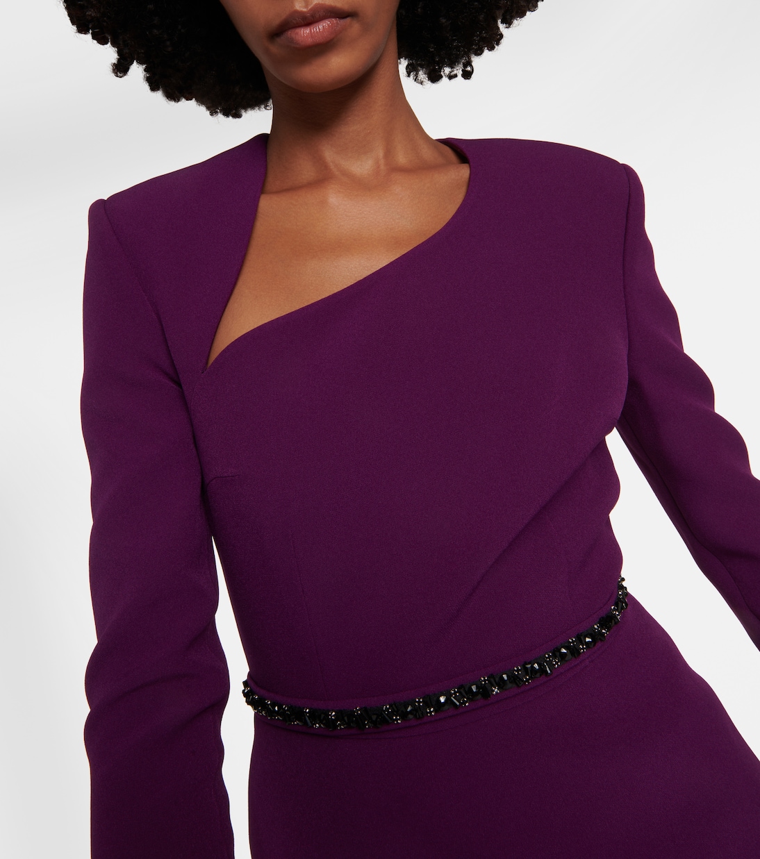 Robe longue asymétrique en crêpe | Safiyaa