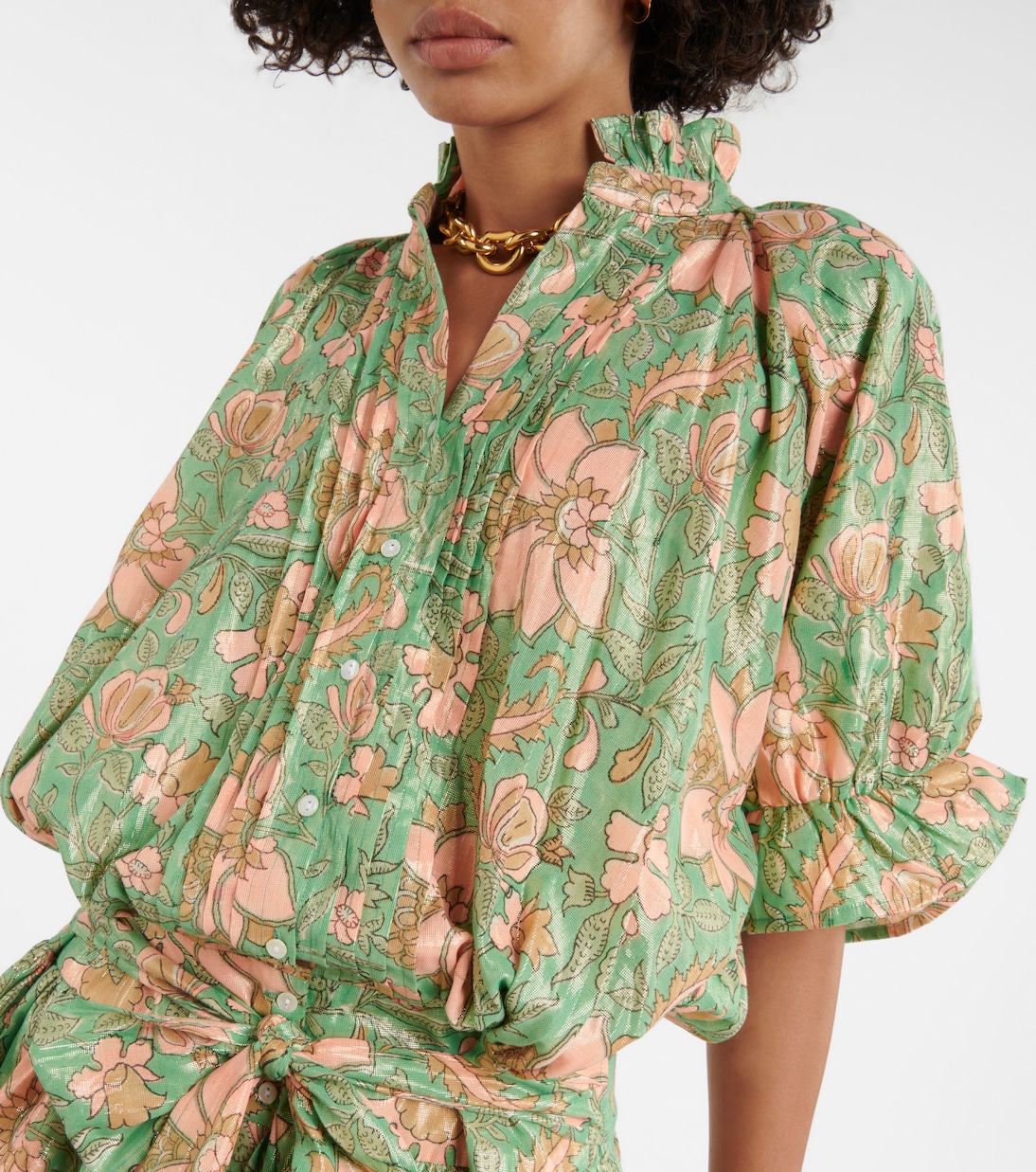 Vestido corto de lamé de mezcla de algodón | Juliet Dunn