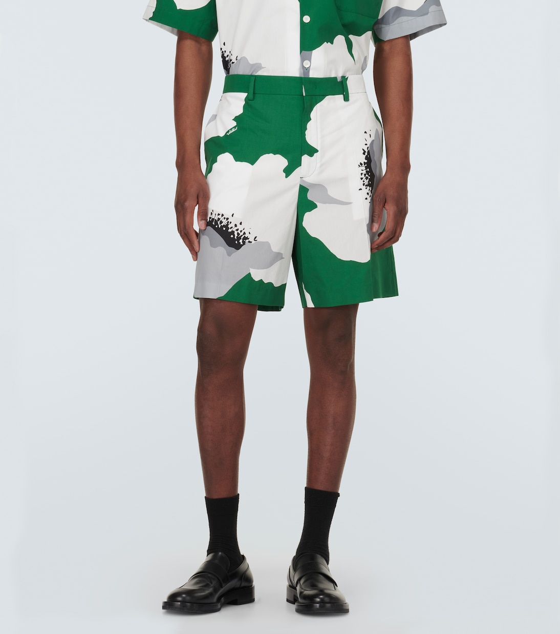 Bermudas de popelín de algodón floral | Valentino
