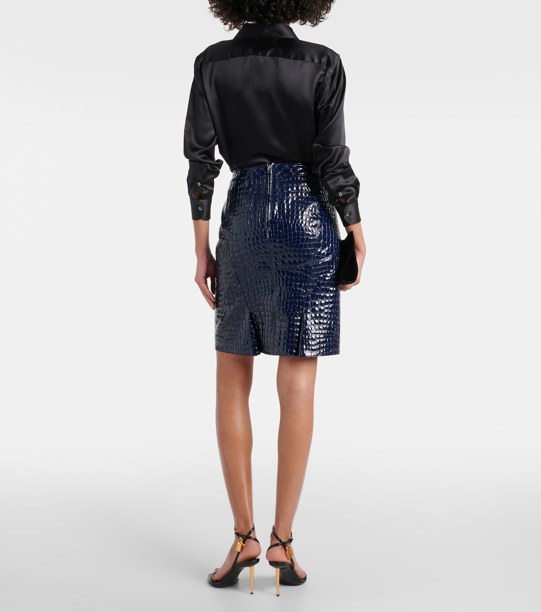 Jupe midi en cuir embossé | Tom Ford