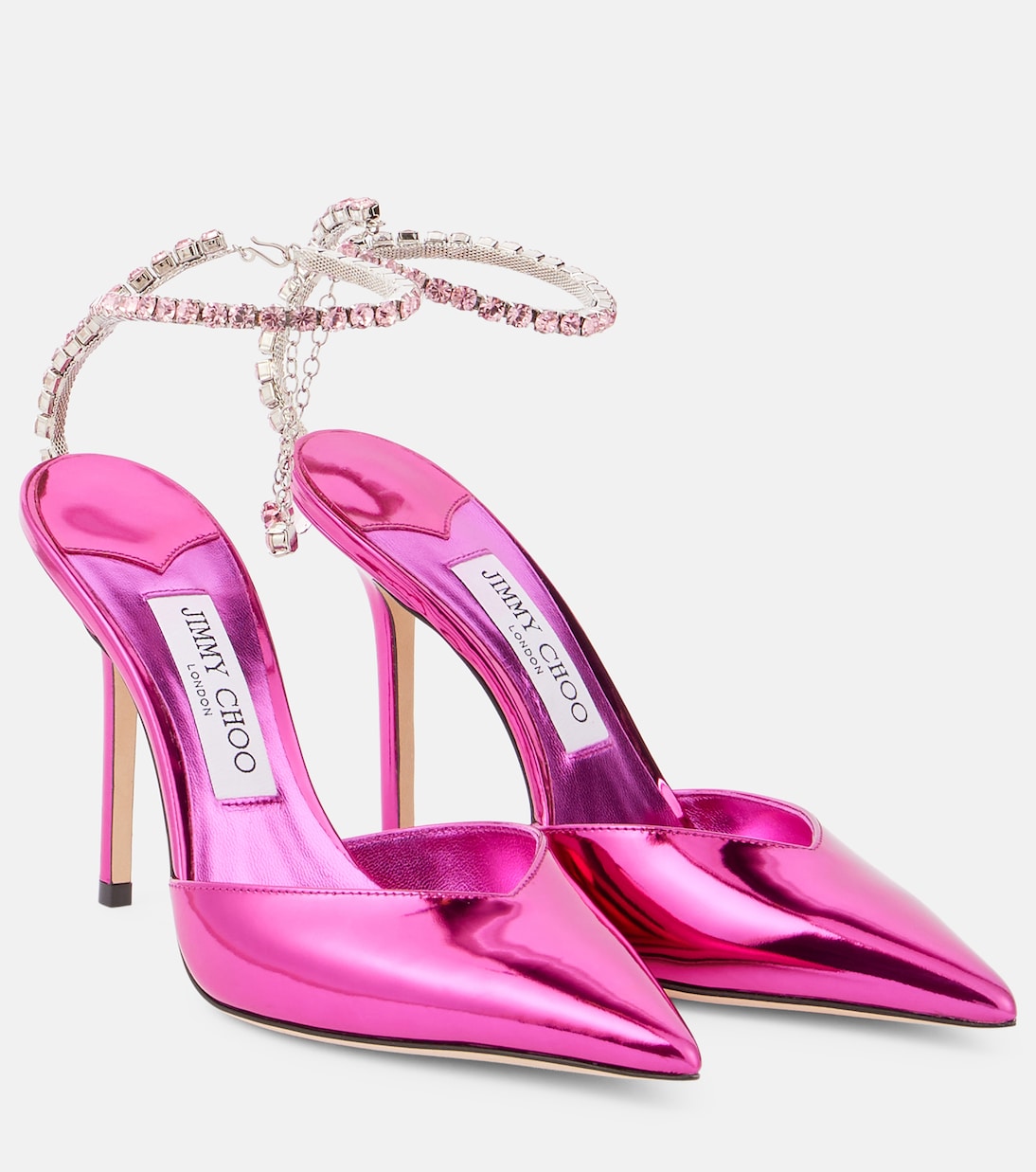 Saeda 100 embellished leather sandals in pink Jimmy Choo Mytheresa