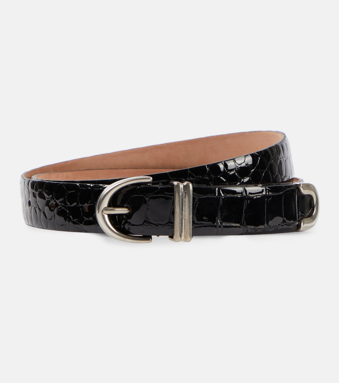 Bambi croc-effect patent leather belt | Khaite