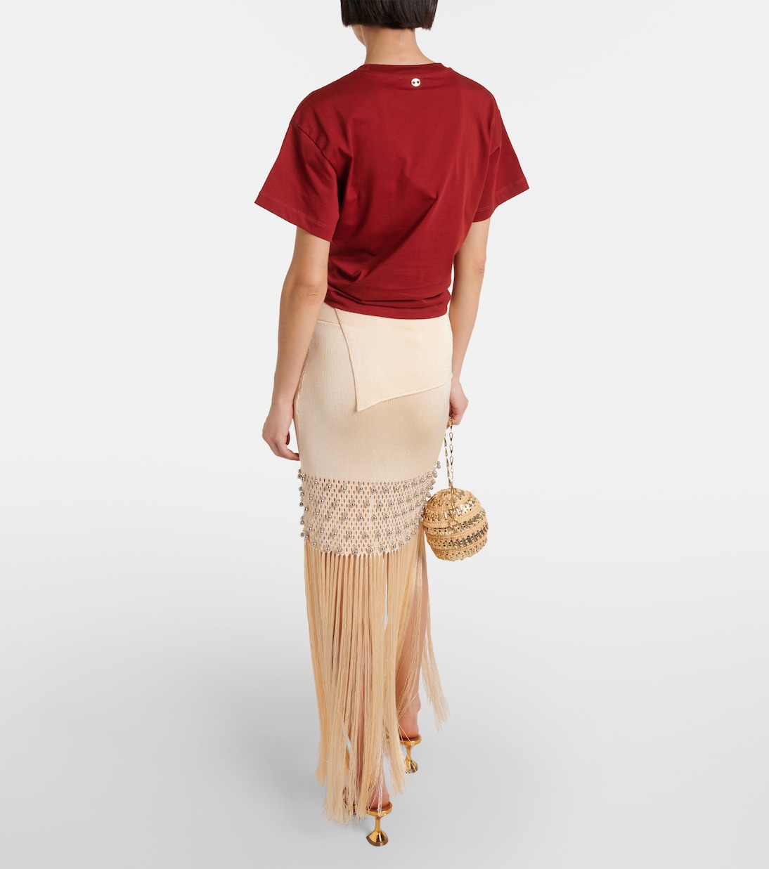 Ring-detail cotton jersey crop top in red - Rabanne | Mytheresa