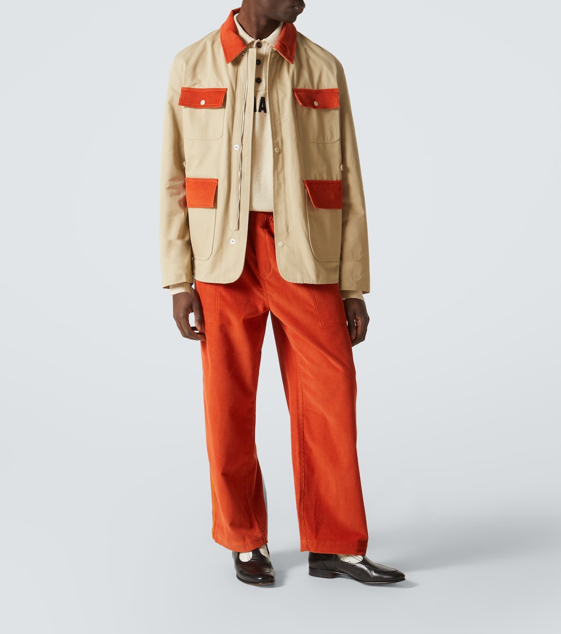 Corduroy-trimmed cotton twill field jacket | Bode