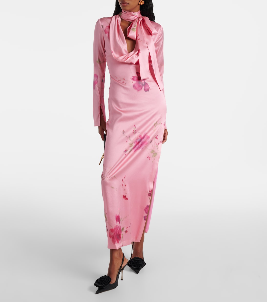 Bedrucktes Maxikleid aus Satin | Blumarine