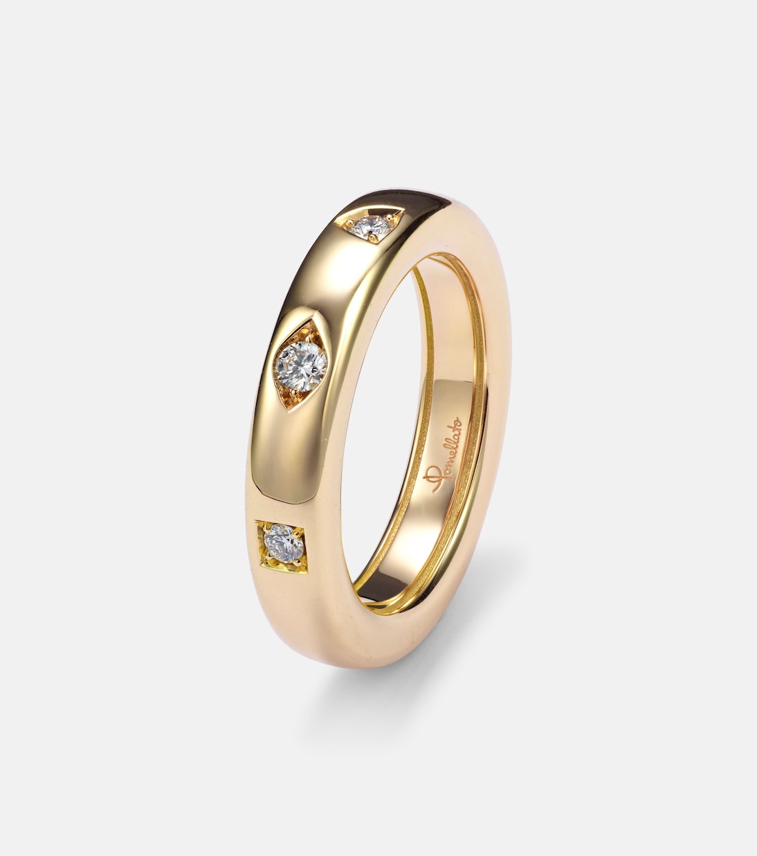 Iconica Extra Slim 18kt rose gold ring with diamonds | Pomellato