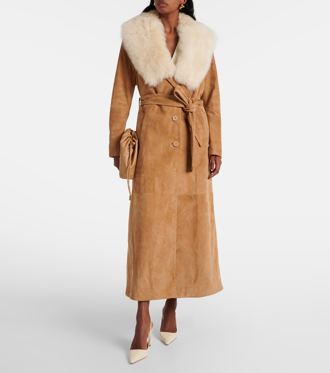 Manteau Dakota en daim et shearling | Nour Hammour