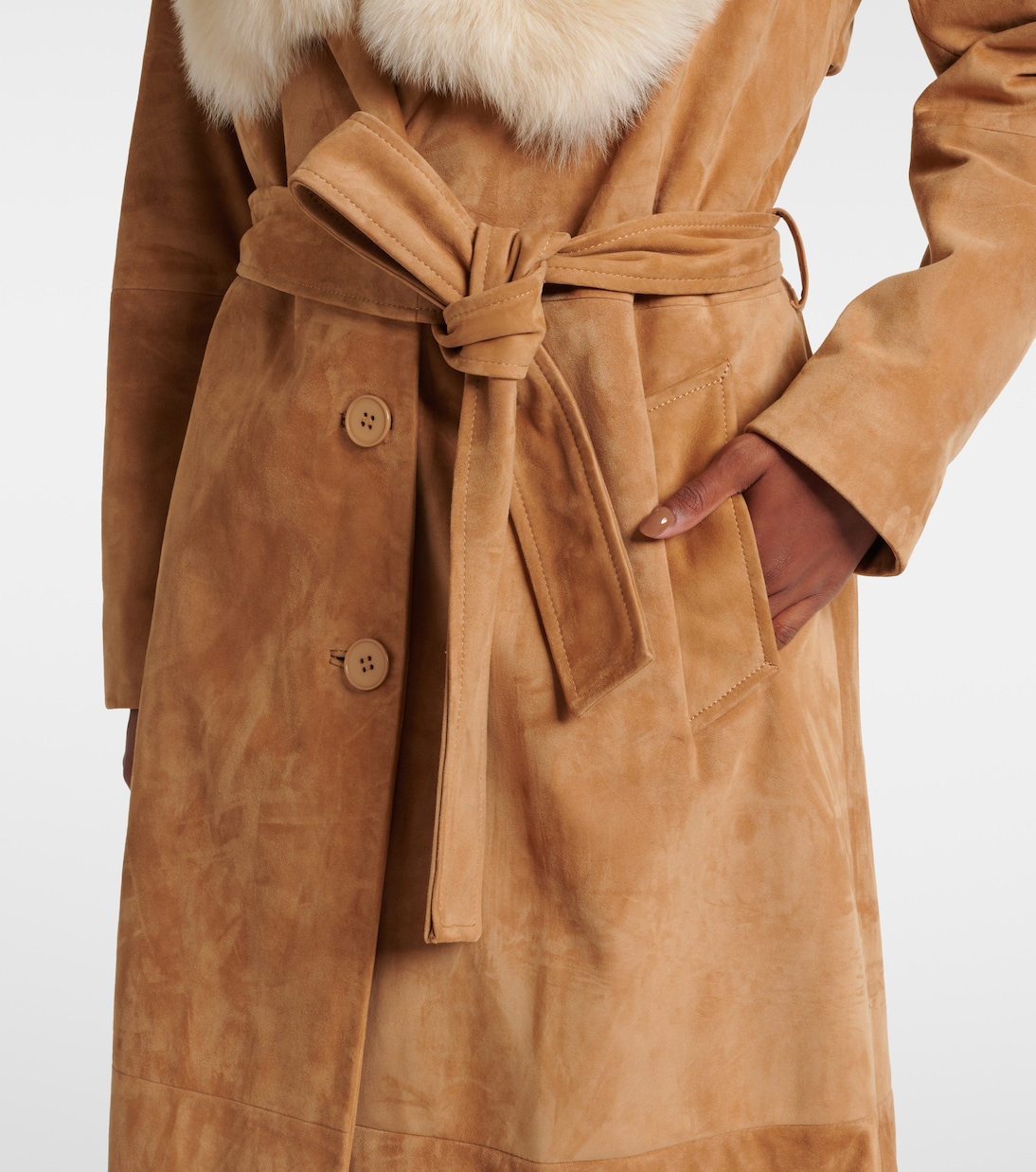 Manteau Dakota en daim et shearling | Nour Hammour
