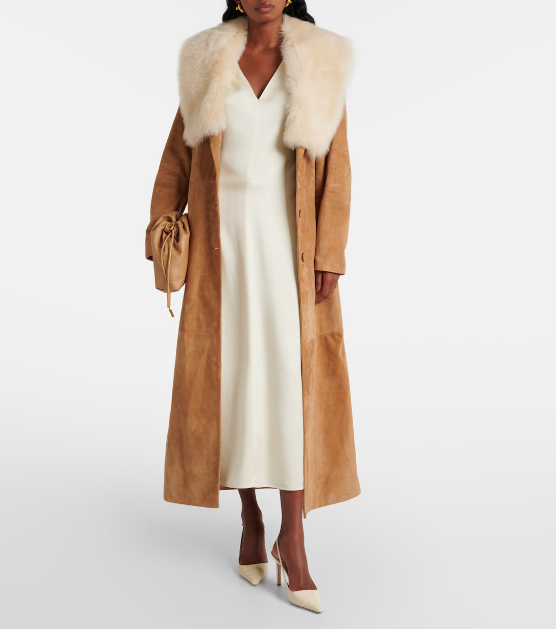 Manteau Dakota en daim et shearling | Nour Hammour