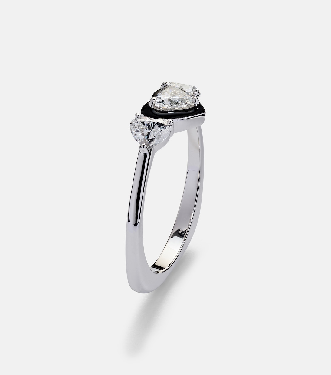 Anello per mignolo in oro bianco 18kt con diamanti | Kamyen