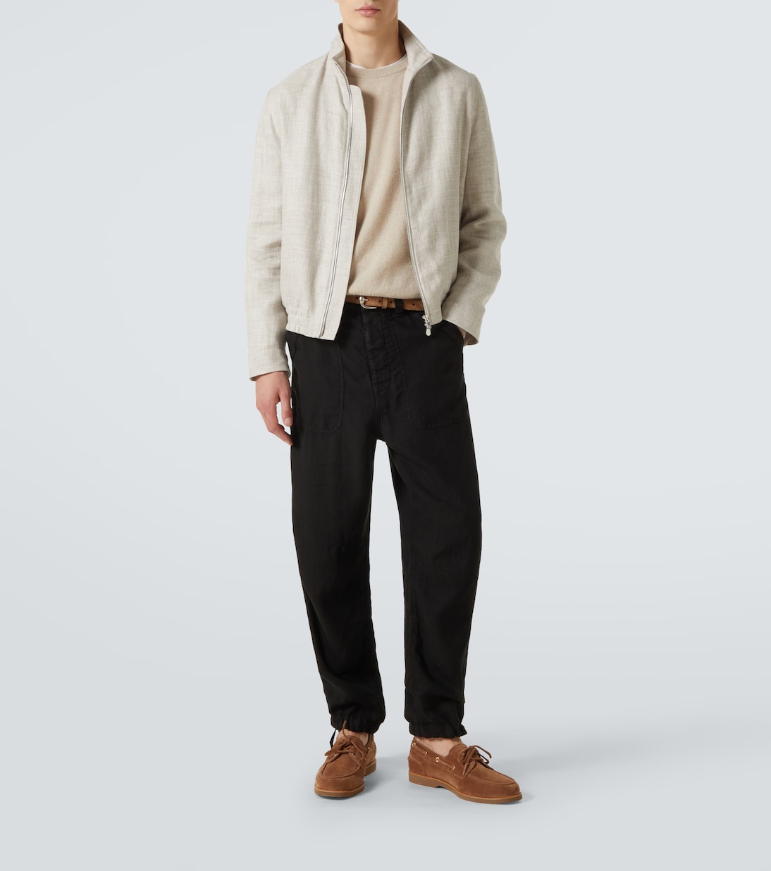 Linen gabardine tapered pants | Brunello Cucinelli