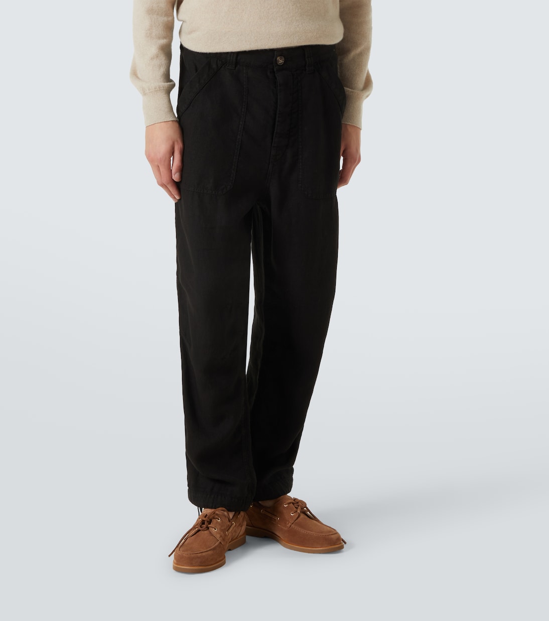 Linen gabardine tapered pants | Brunello Cucinelli