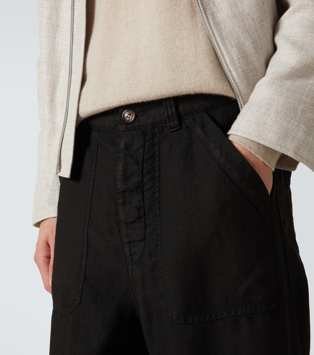 Linen gabardine tapered pants | Brunello Cucinelli