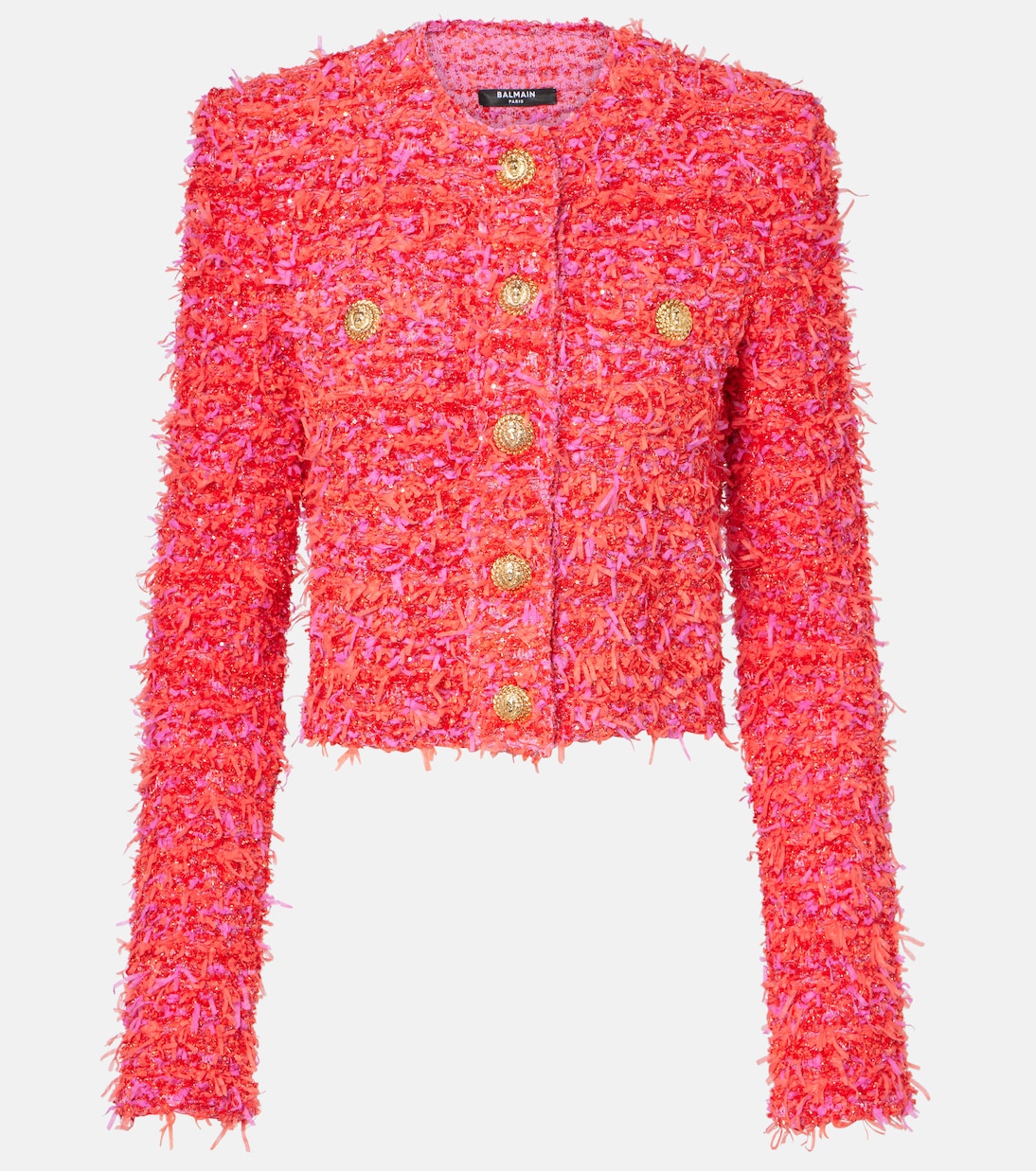 Giacca cropped in tweed con paillettes | Balmain