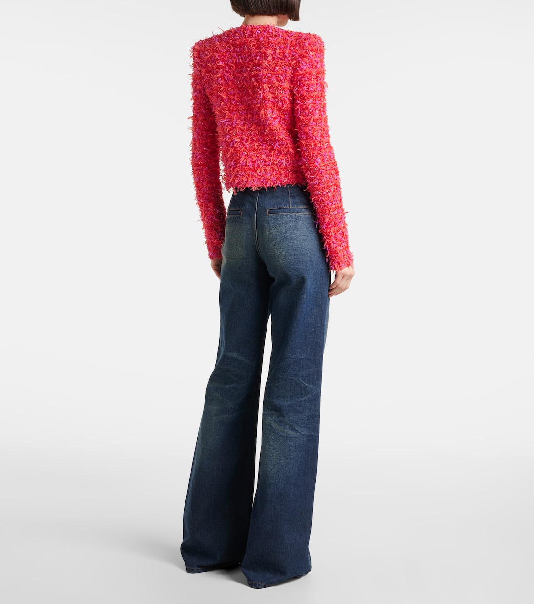 Giacca cropped in tweed con paillettes | Balmain