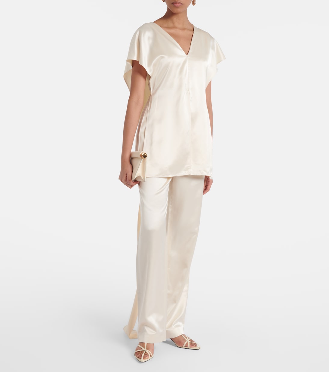 High-rise satin straight pants | Tove