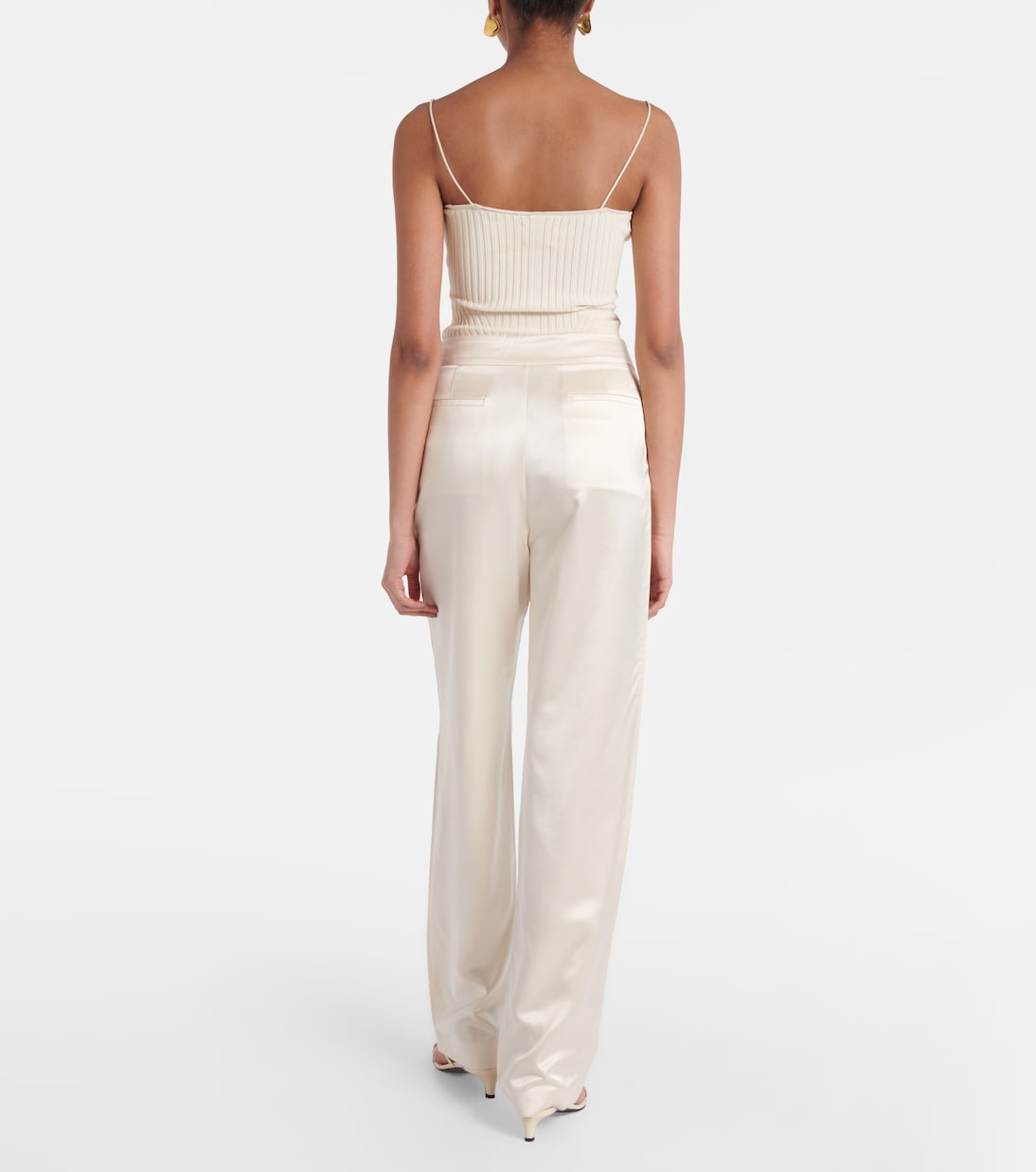 High-rise satin straight pants | Tove