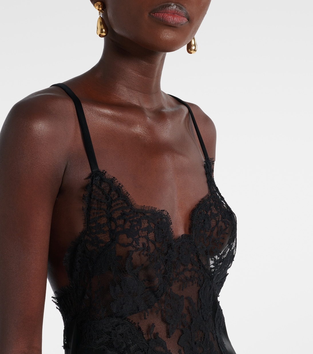 Slipdress aus Satin mit Spitze | Dolce&Gabbana