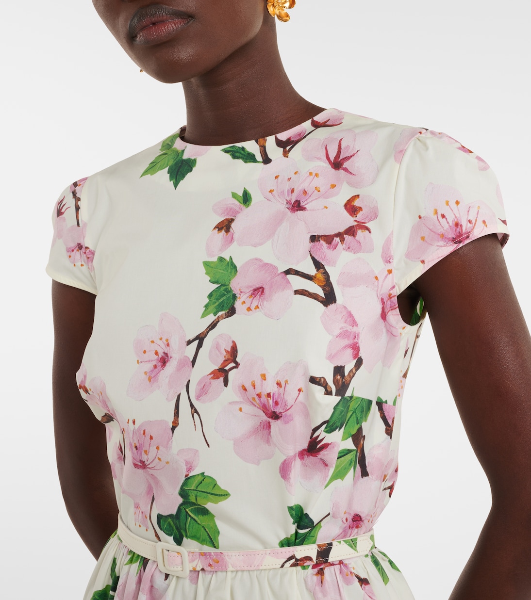 Robe en coton mélangé à fleurs | Oscar de la Renta