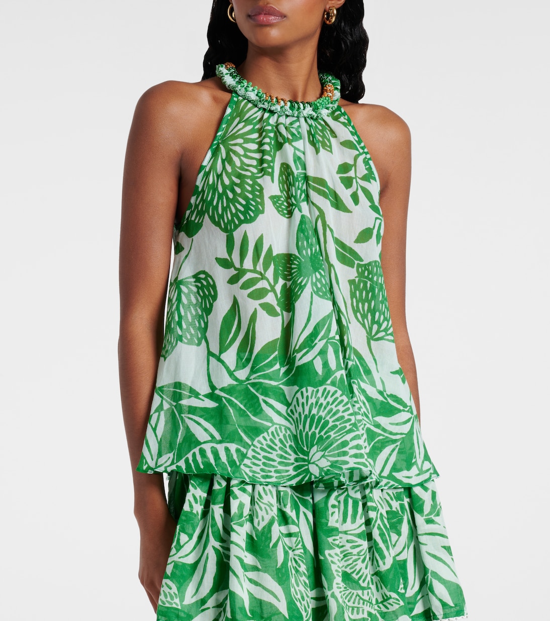 Top Cleo in cotone con perline | Poupette St Barth