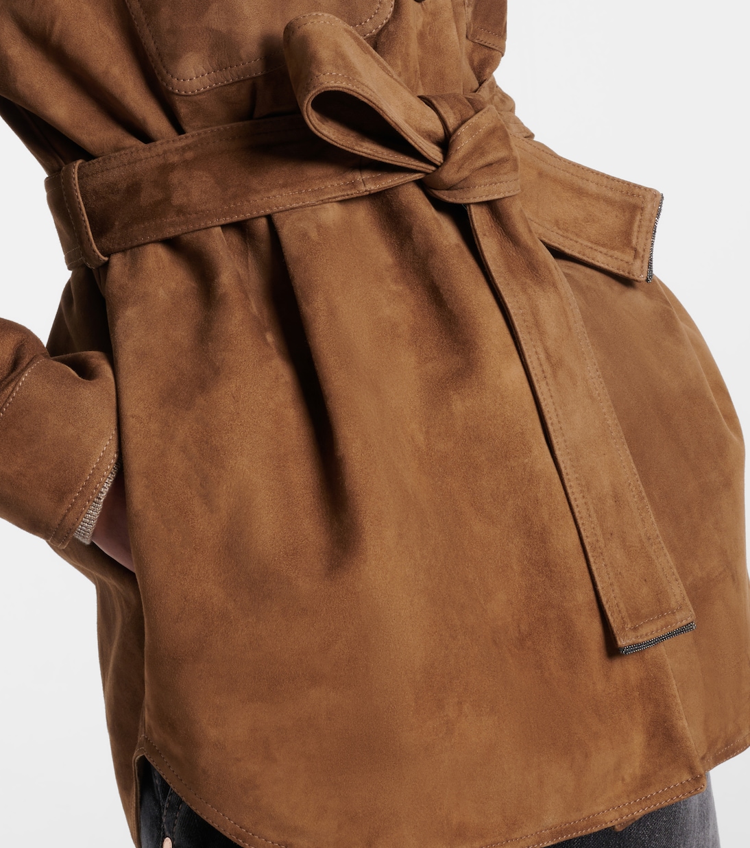 Belted suede field jacket | Brunello Cucinelli