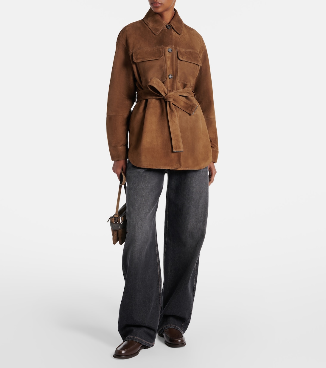 Belted suede field jacket | Brunello Cucinelli