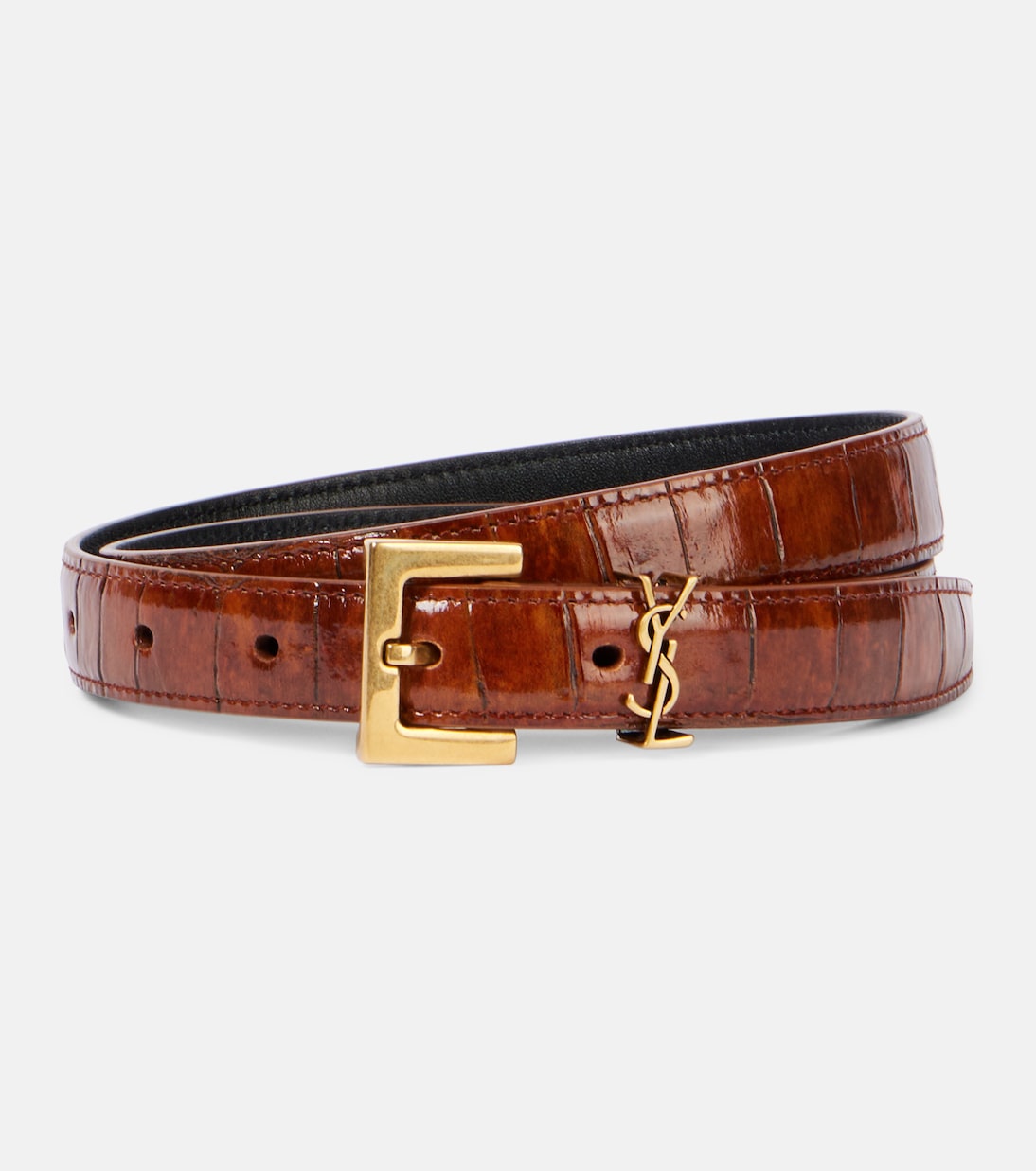 Cassandre croc-effect leather belt | Saint Laurent