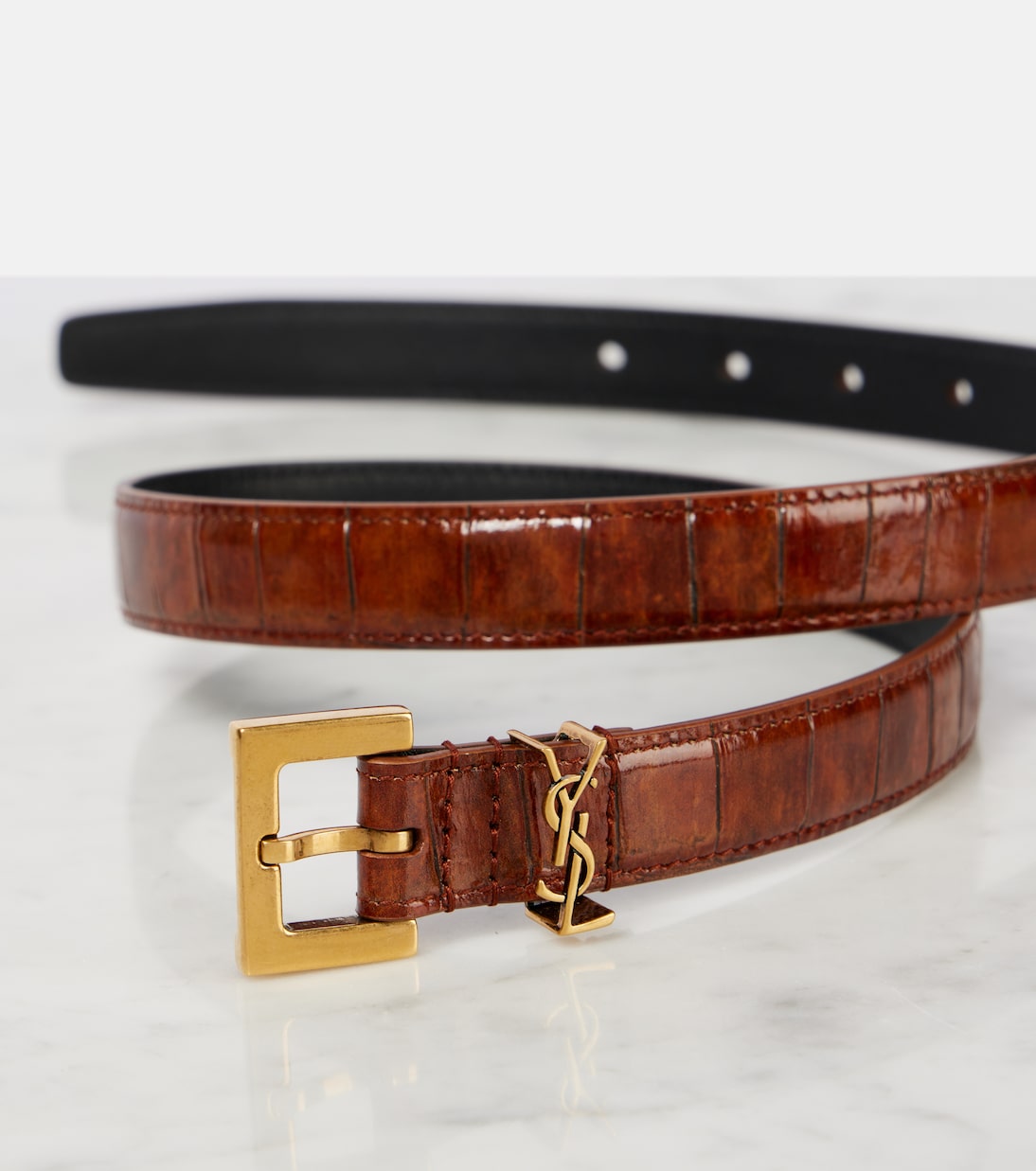 Cassandre croc-effect leather belt | Saint Laurent