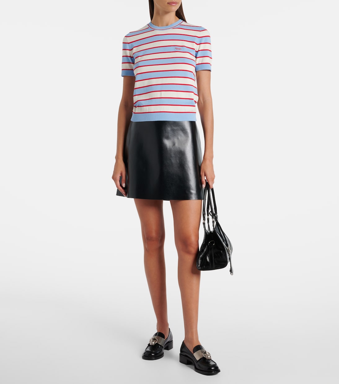 Top in maglia di cotone a righe | Prada