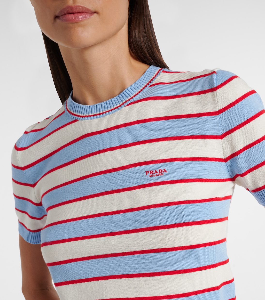 Top in maglia di cotone a righe | Prada
