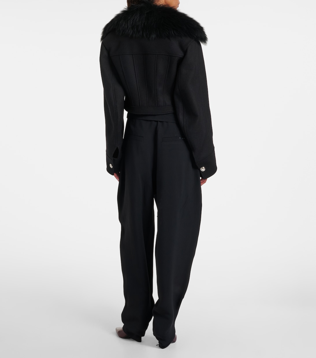 Fur-trimmed wool-blend jacket | Blumarine