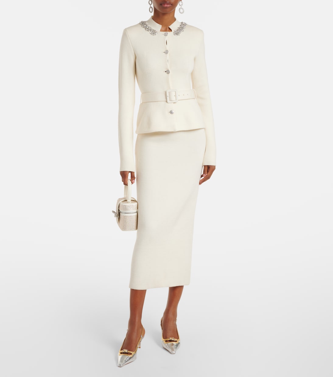Embellished knitted midi dress | Self-Portrait