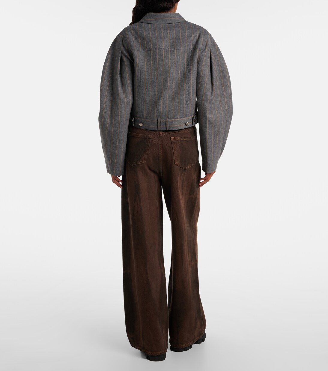 Pinstripe cropped jacket | Ganni