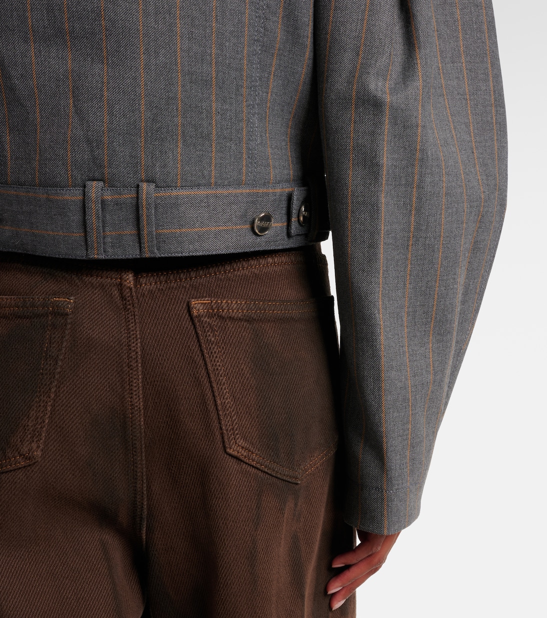 Pinstripe cropped jacket | Ganni